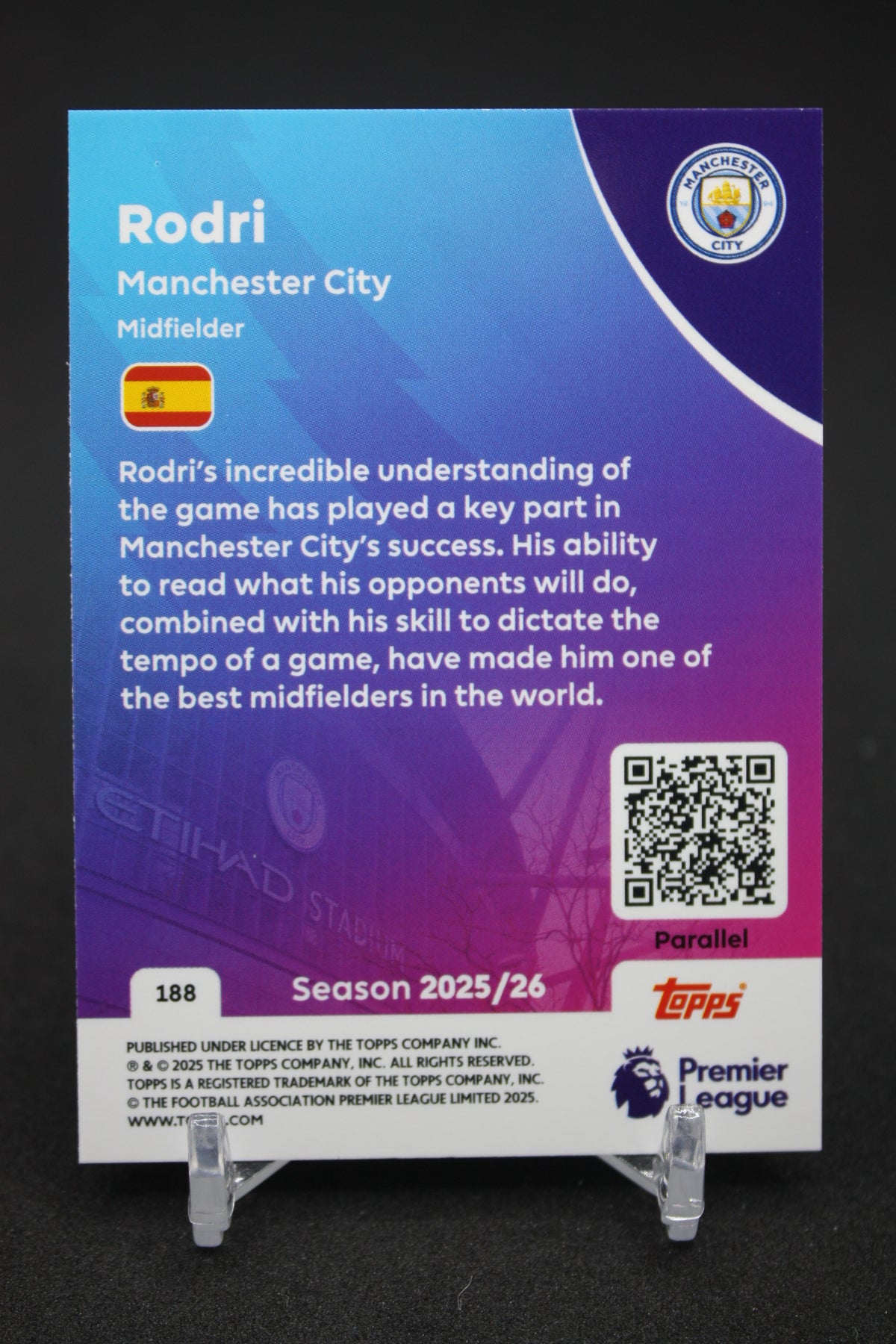 2025/26 Rodri Manchester City Blue Parallels #188