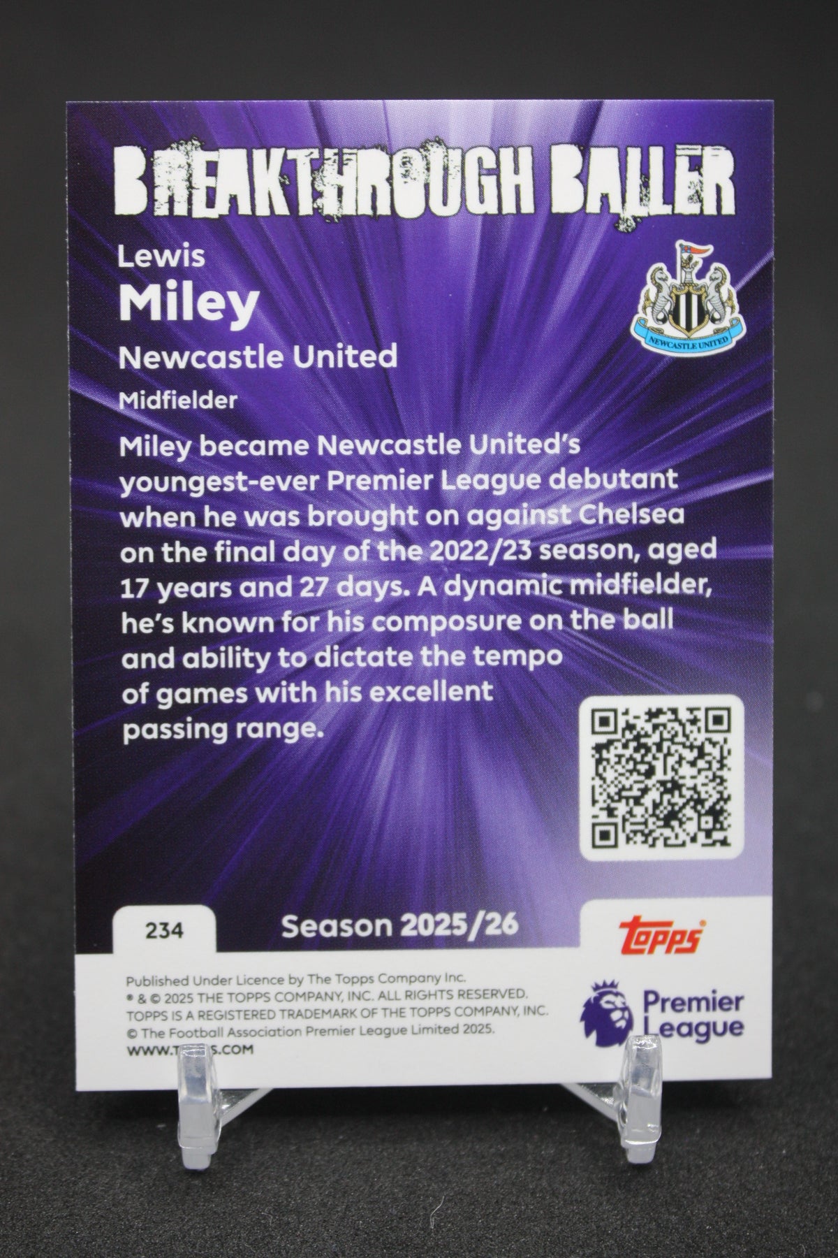 2025/26 Lewis Miley Newcastle United Breakthrough Baller #234