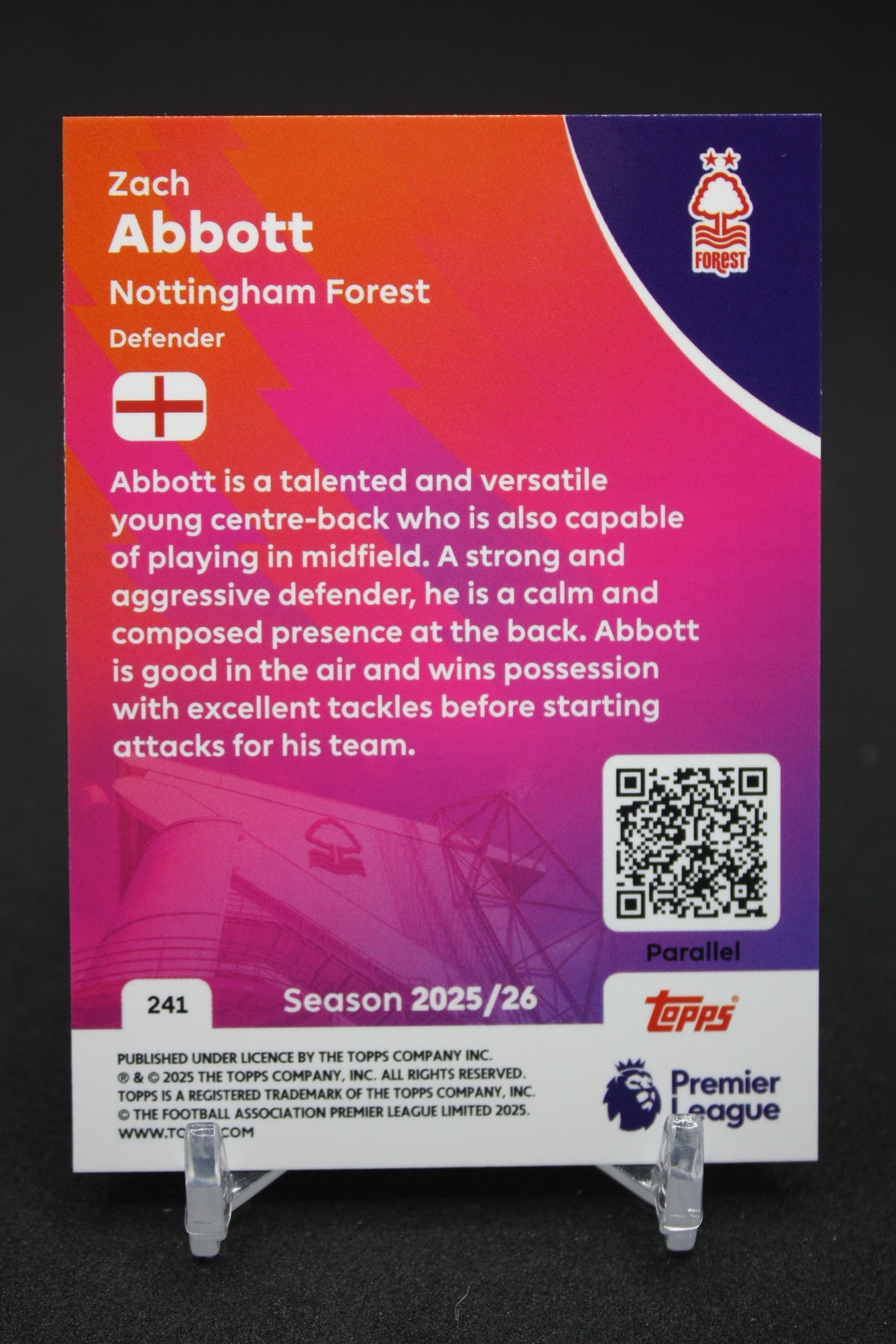 2025/26 Zach Abbott Nottingham Forest RC Blue Parallels #241