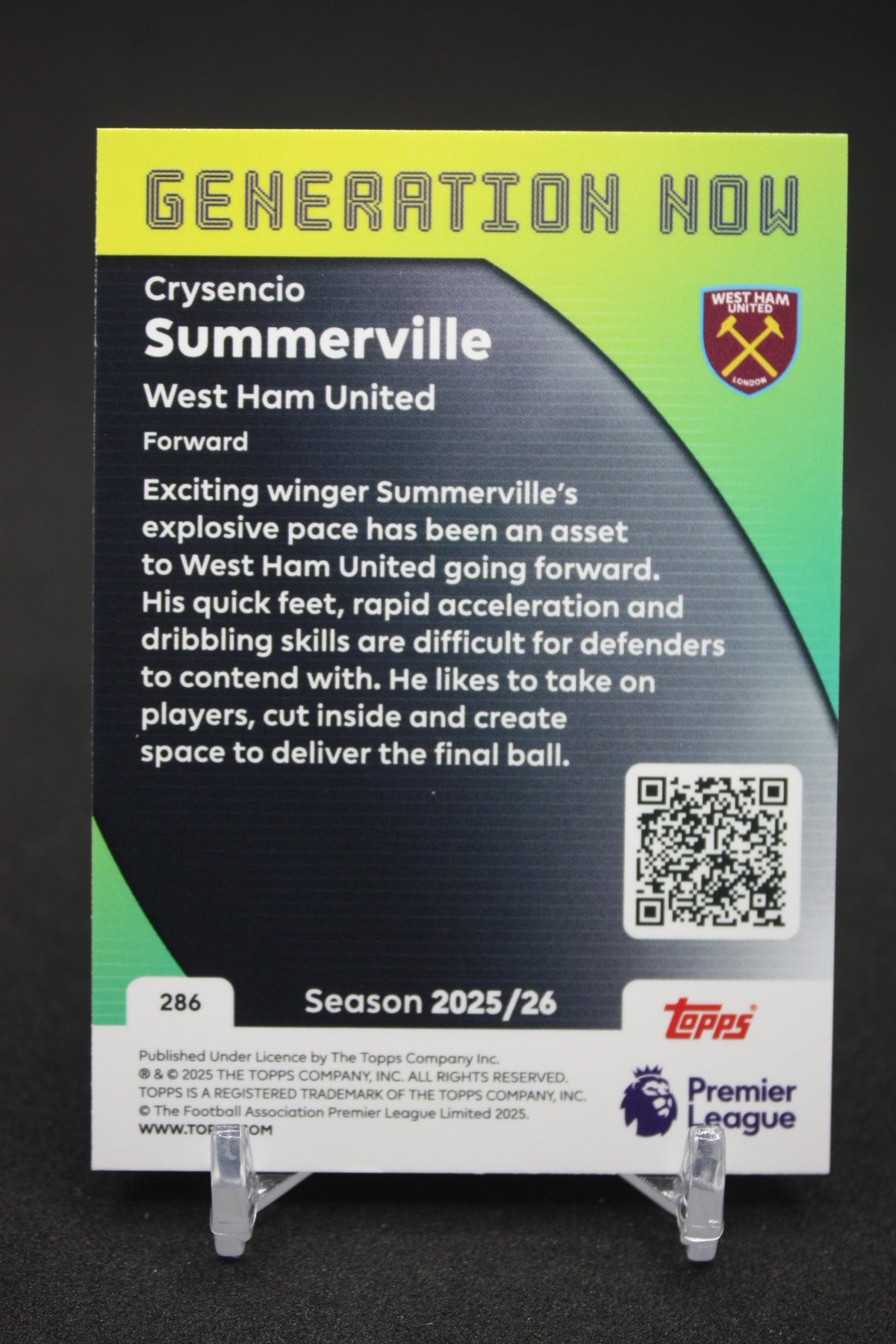 2025/26 Crysencio Summerville West Ham United Generation Now #286