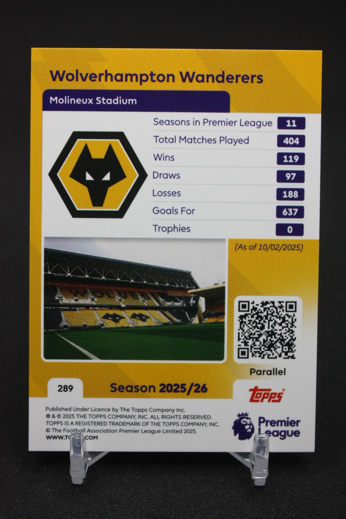 2025/26 Wolverhampton Team Badge Blue Parallels #289