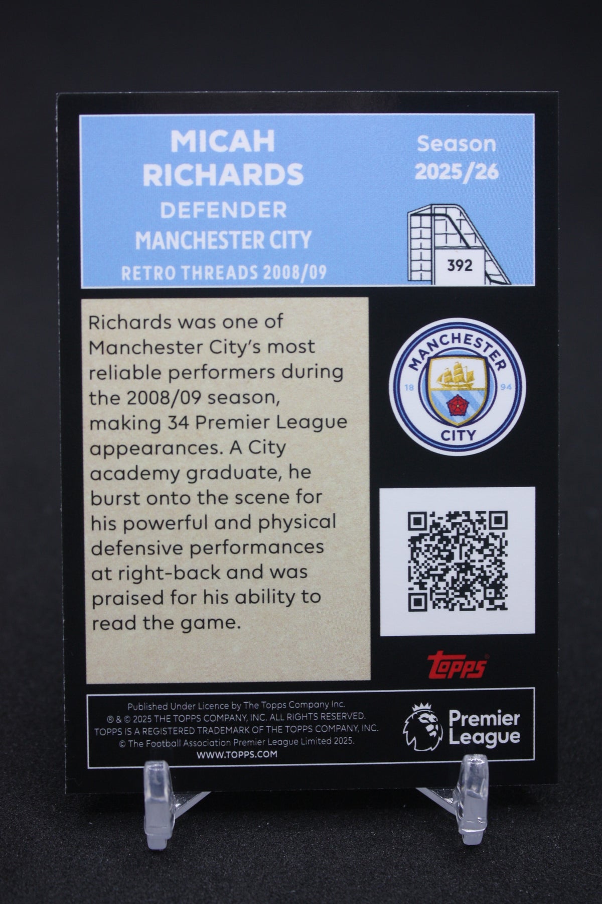 2025/26 Micah Richards Manchester City Retro Threads #392