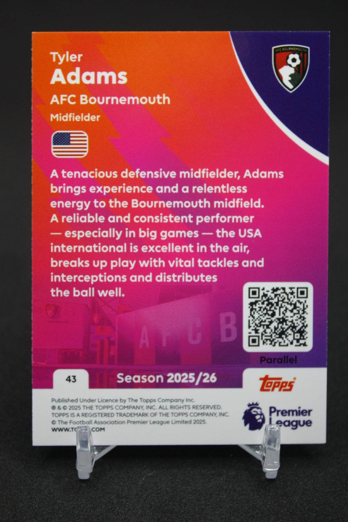 2025/26 Tyler Adams AFC Bournemouth Blue Parallels #43