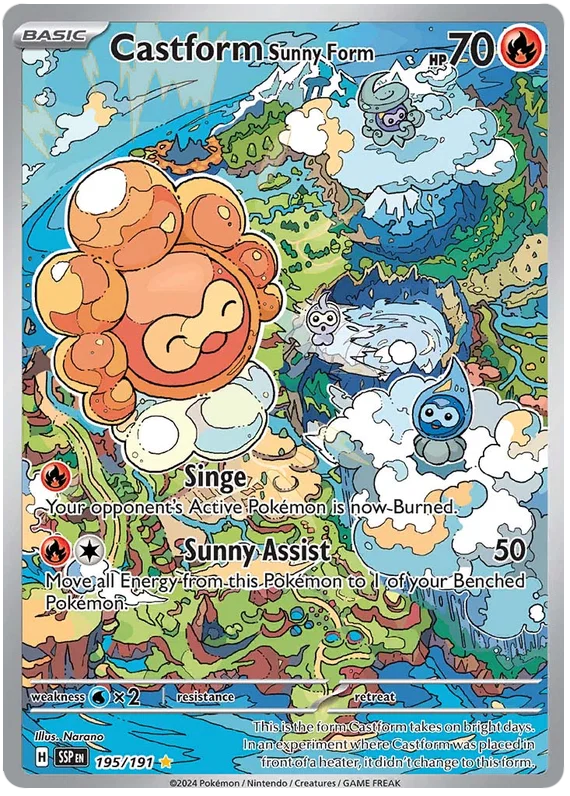 Castform Sunny Form (195/191) Illustration Rare - Surging Sparks