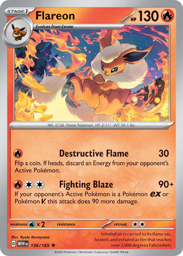Flareon Holo (136/165) - 151