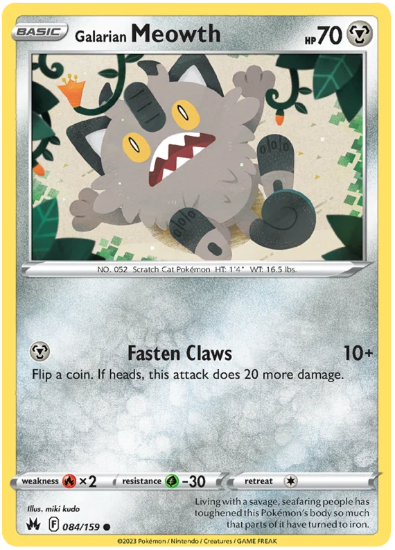 Galarian Meowth (084/159) - Crown Zenith
