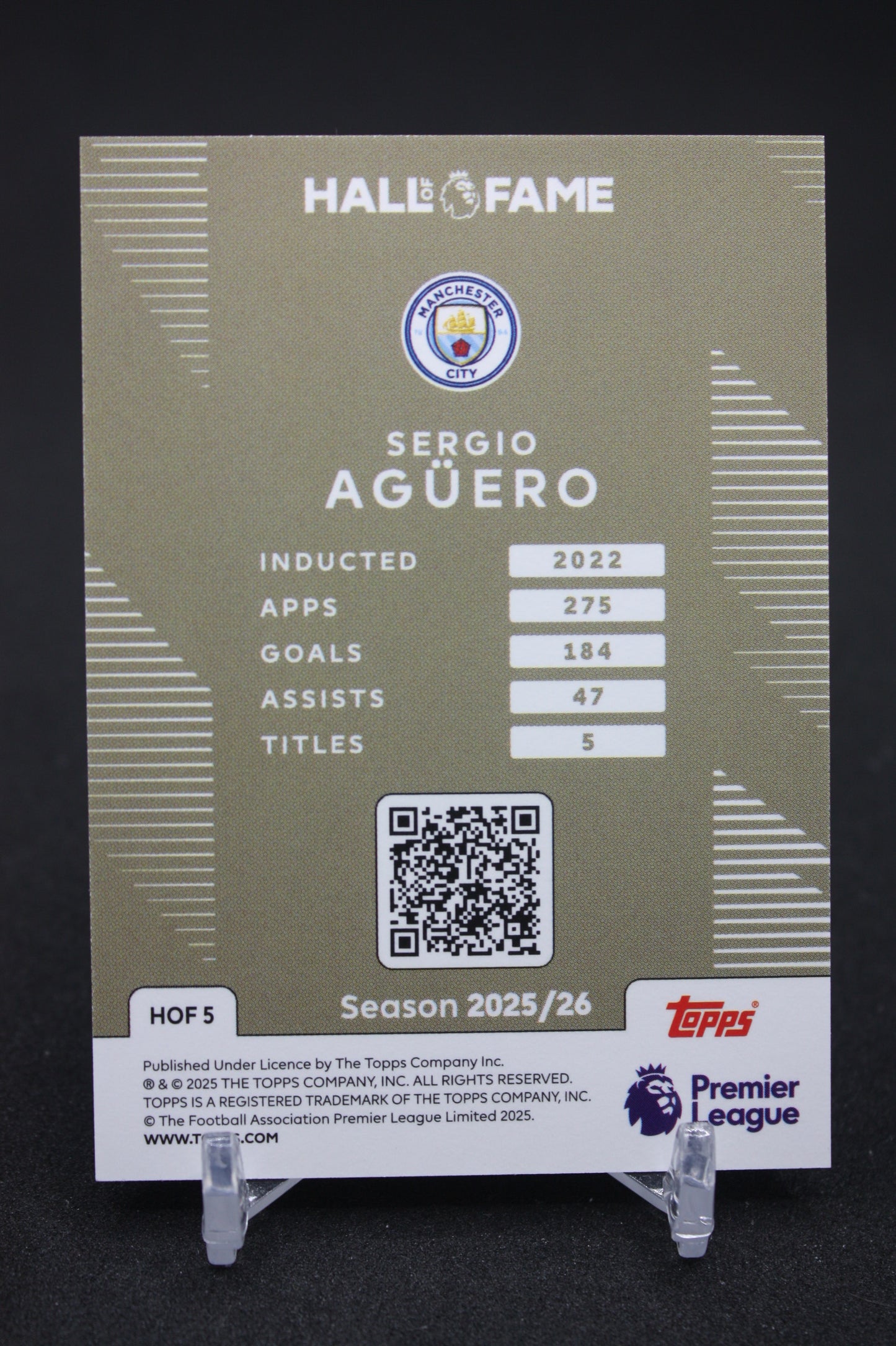2025/26 Sergio Agüero Manchester City PL Hall Of Fame Champions #HOF5
