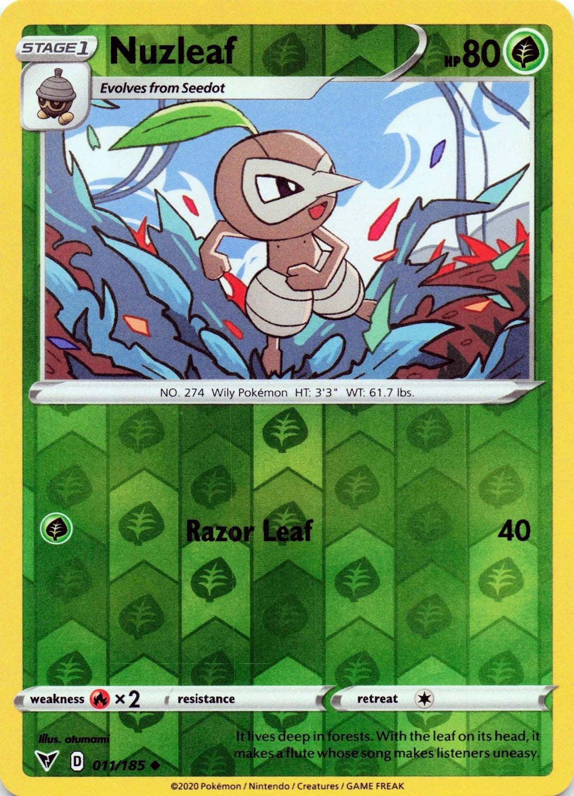 Nuzleaf Reverse Holo (011/185) - Vivid Voltage