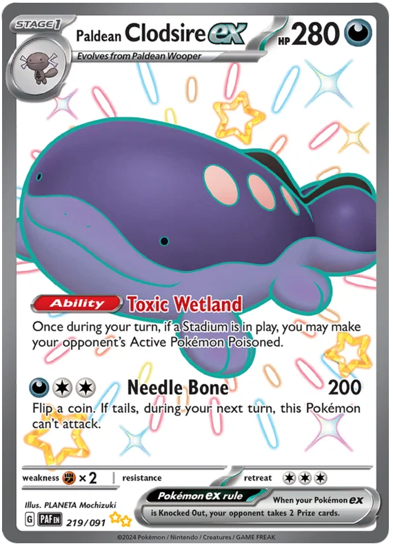 Paldean Clodsire ex (219/091) Shiny Ultra Rare - Paldean Fates