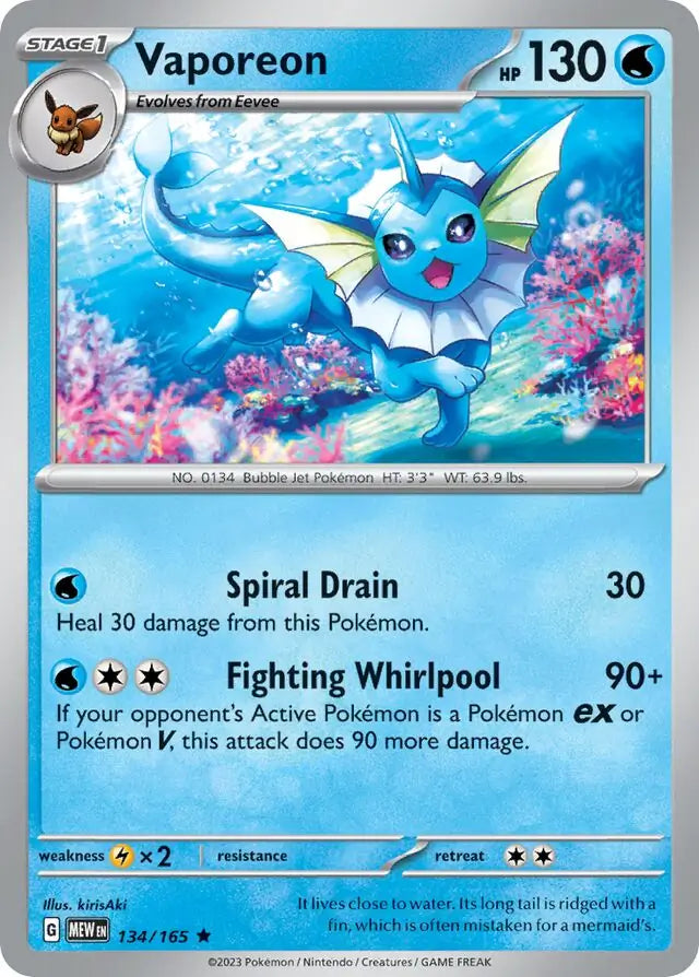 Vaporeon Holo (134/165) - 151