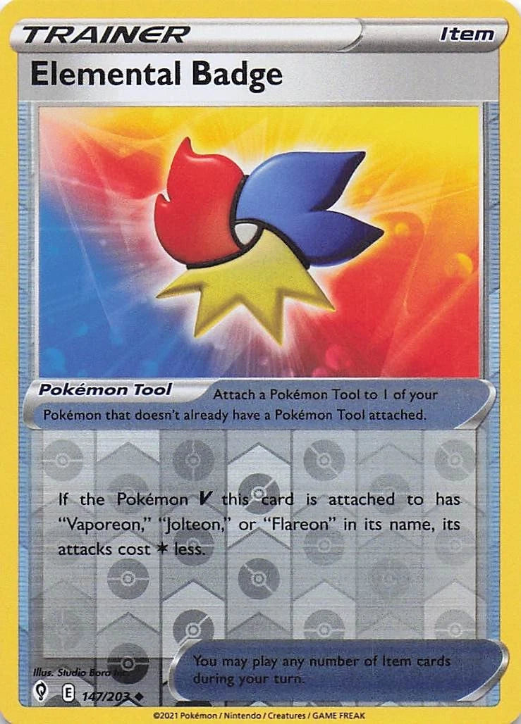Elemental Badge Reverse Holo (147/203) - Evolving Skies
