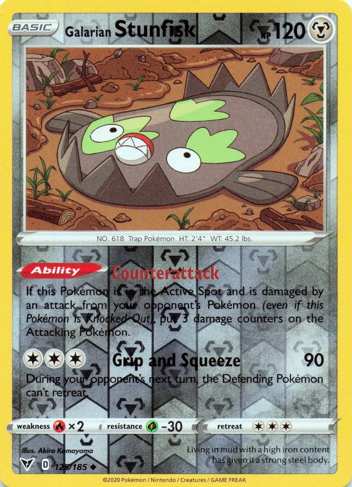 Galarian Stunfisk Reverse Holo (125/185) - Vivid Voltage