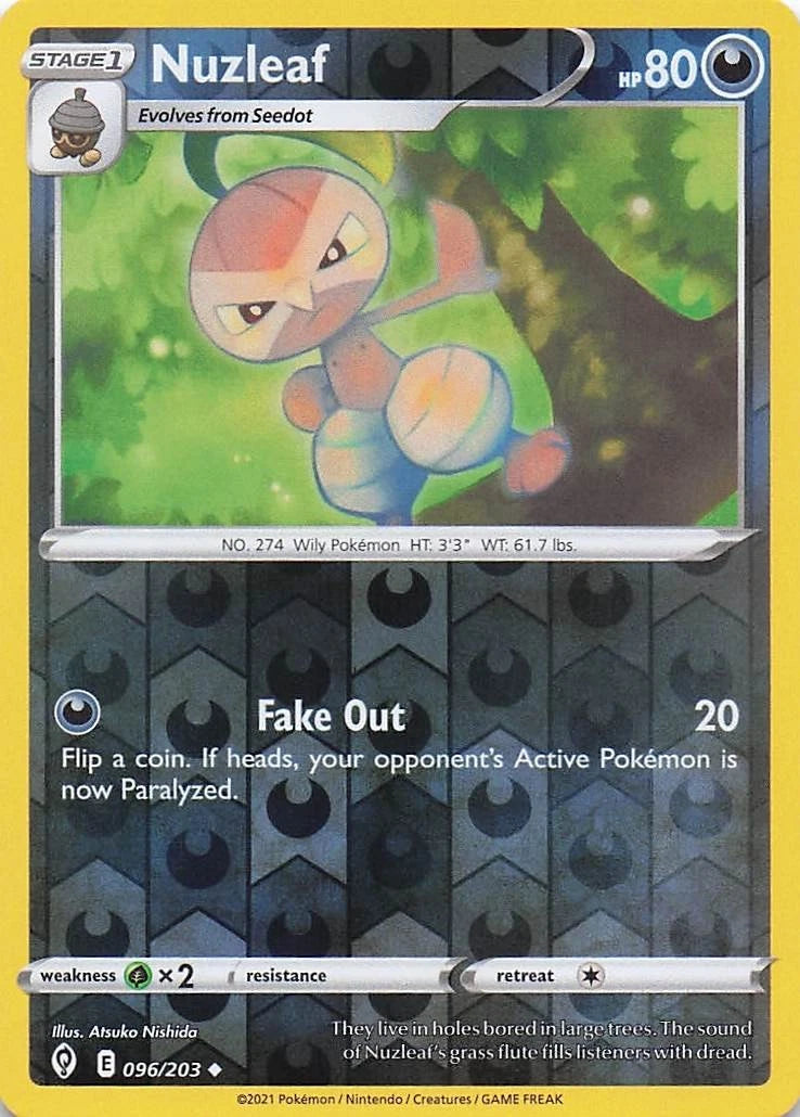 Nuzleaf Reverse Holo (096/203) - Evolving Skies