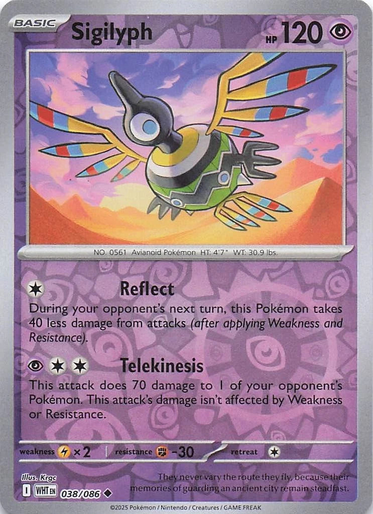 Sigilyph Reverse Holo (038/086) - White Flare