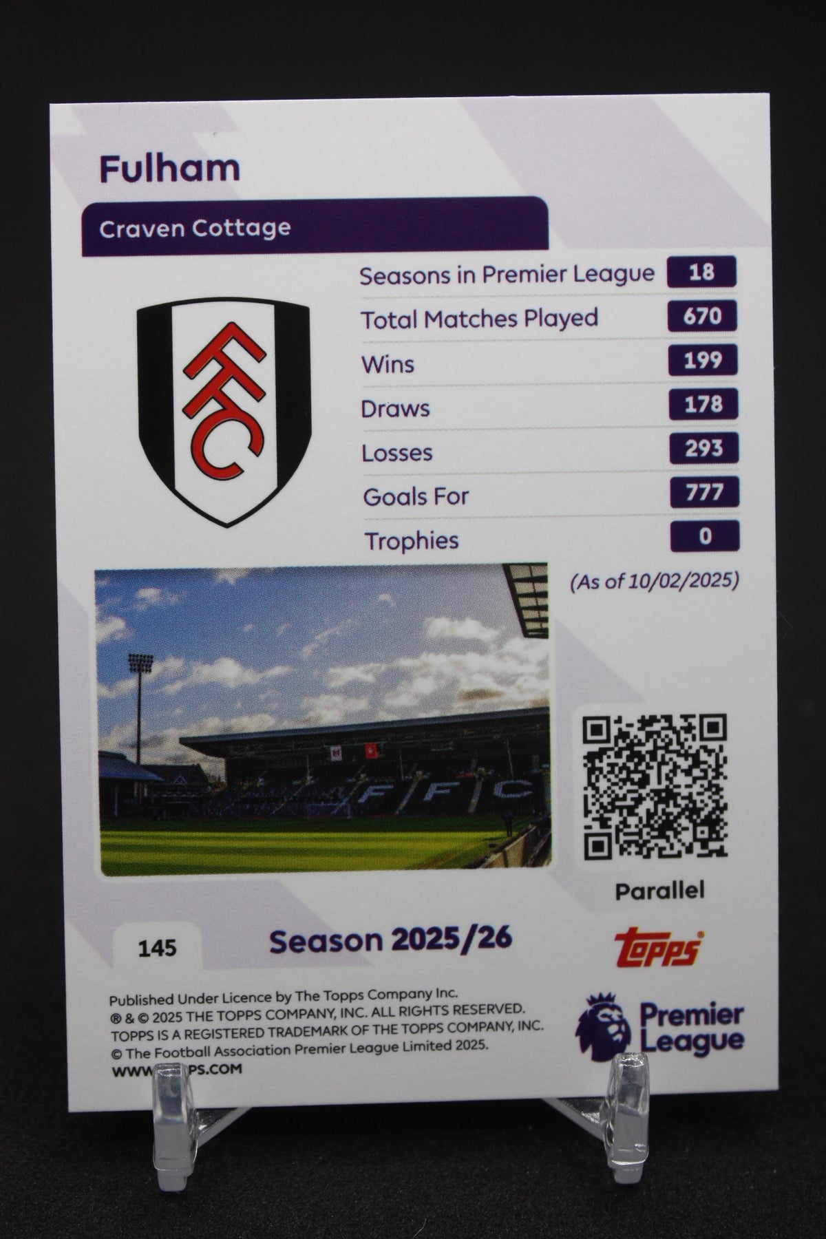 2025/26 Fulham Team Badge Blue Parallels #145