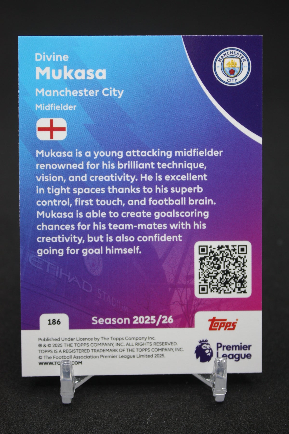 2025/26 Divine Mukasa Manchester City RC #186