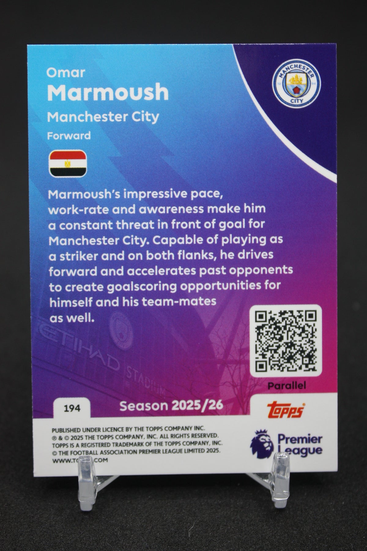 2025/26 Omar Marmoush Manchester City Green Parallels #194