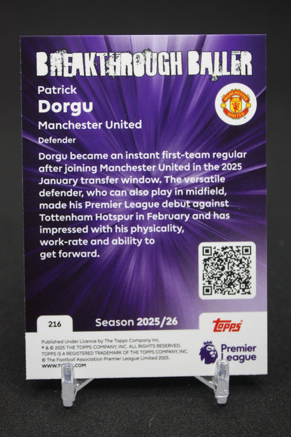 2025/26 Patrick Dorgu Manchester United Breakthrough Baller #216