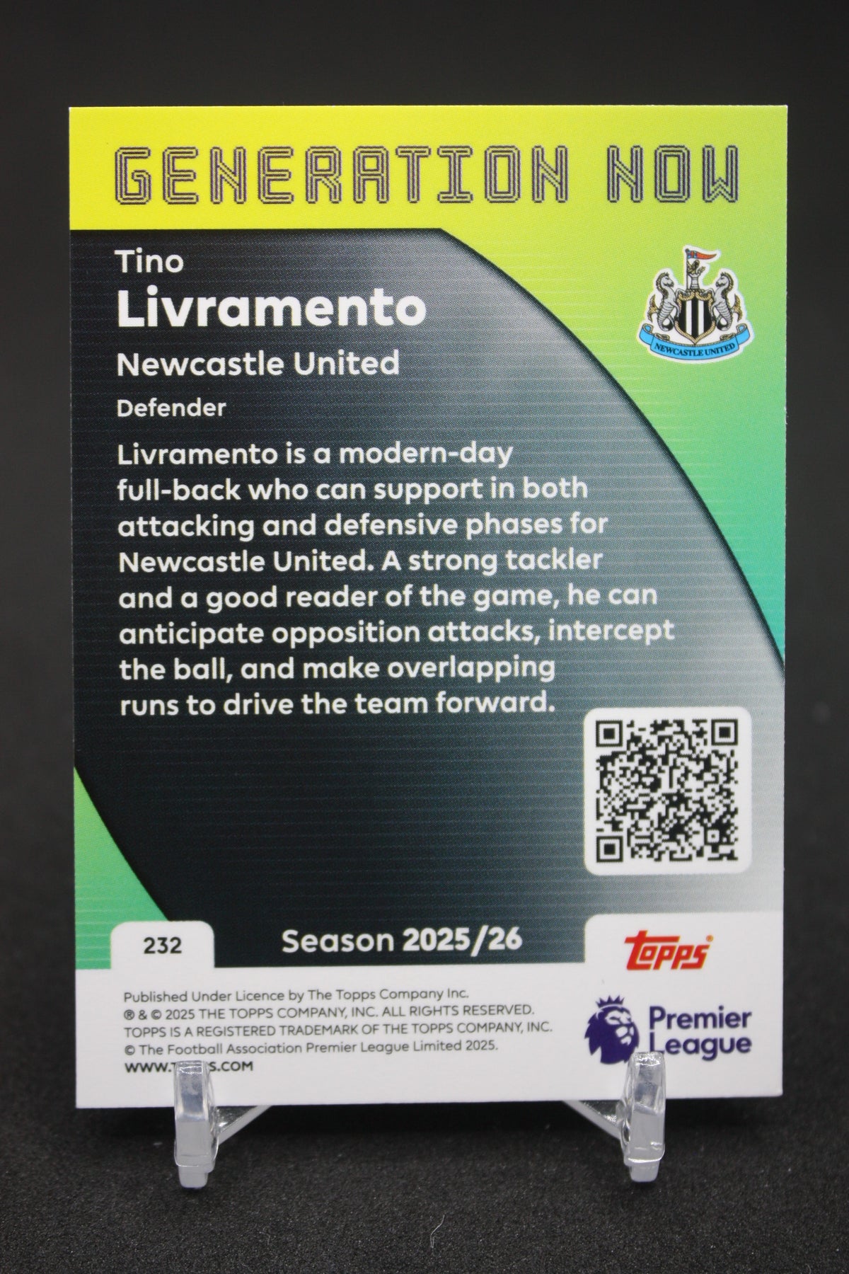 2025/26 Tino Livramento Newcastle United Generation Now #232