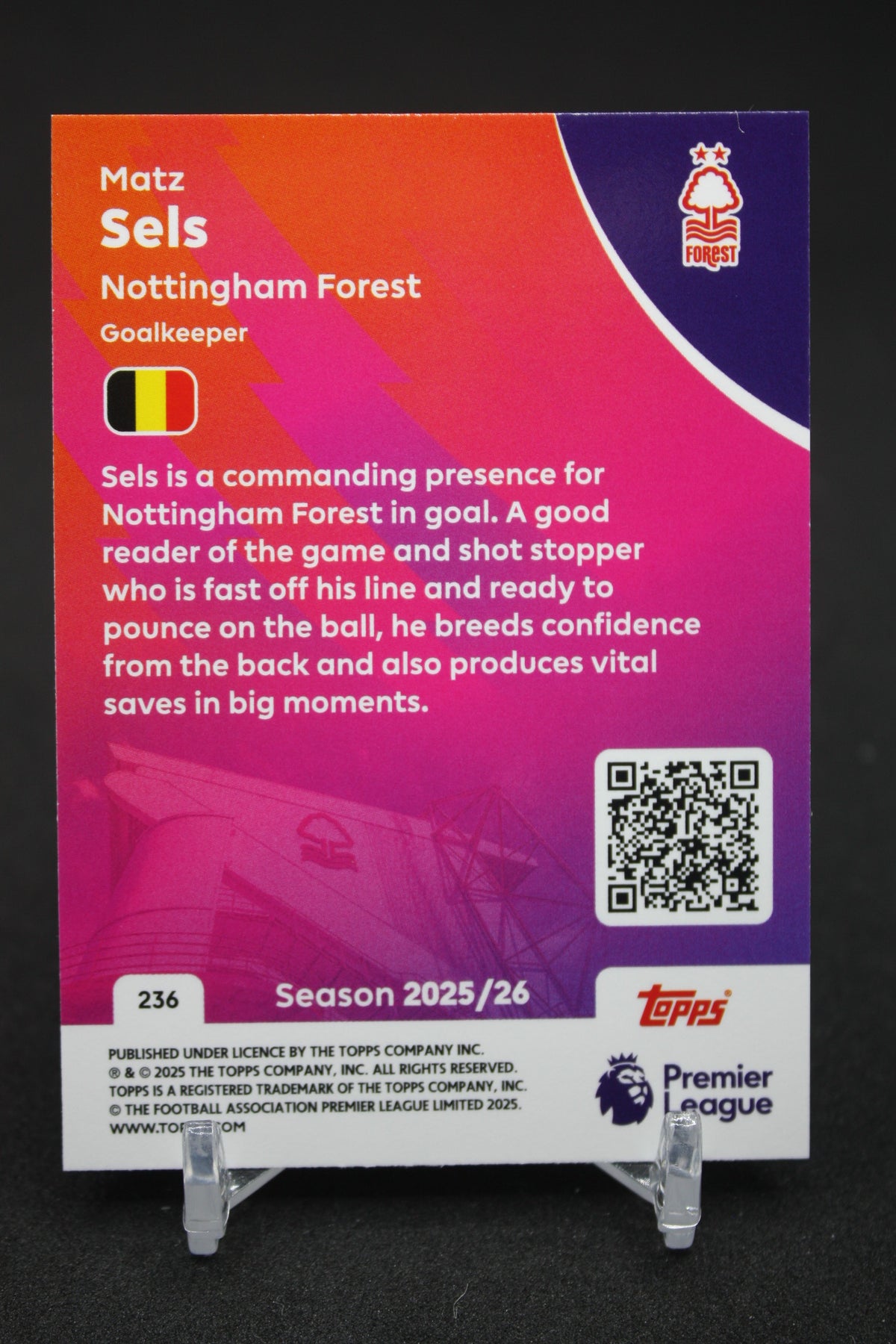 2025/26 Matz Sels Nottingham Forest #236