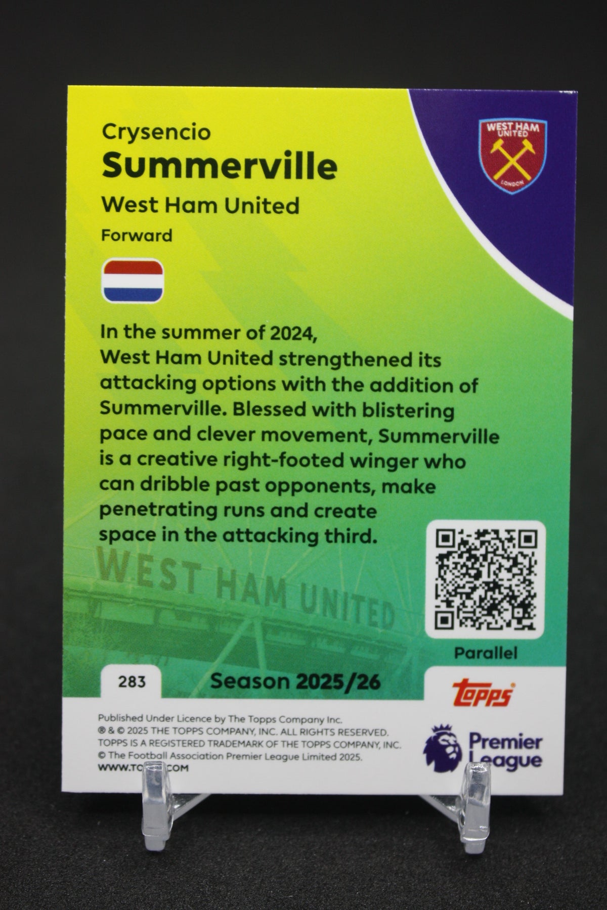 2025/26 Crysencio Summerville West Ham United Blue Parallels #283
