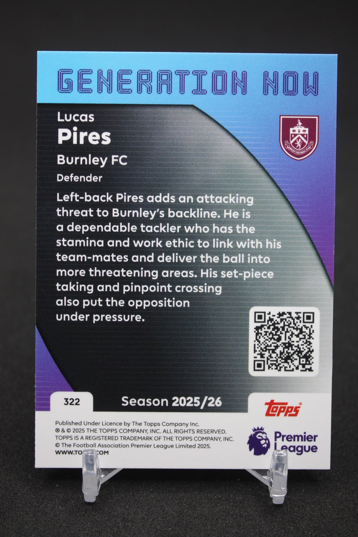 2025/26 Lucas Pires Burnley Generation Now #322