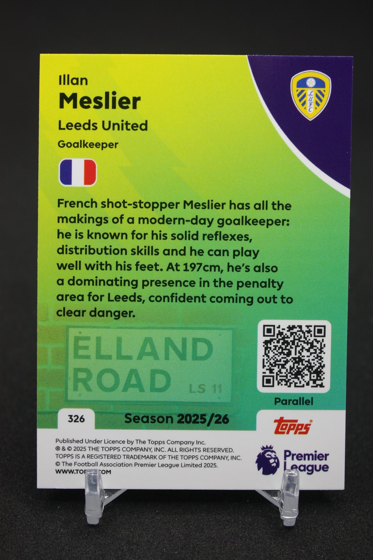 2025/26 Illan Meslier Leeds United Green Parallels #326