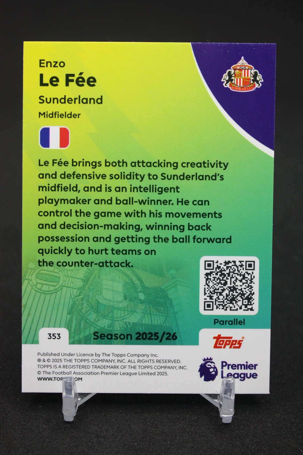 2025/26 Enzo Le Fée Sunderland Blue Parallels #353