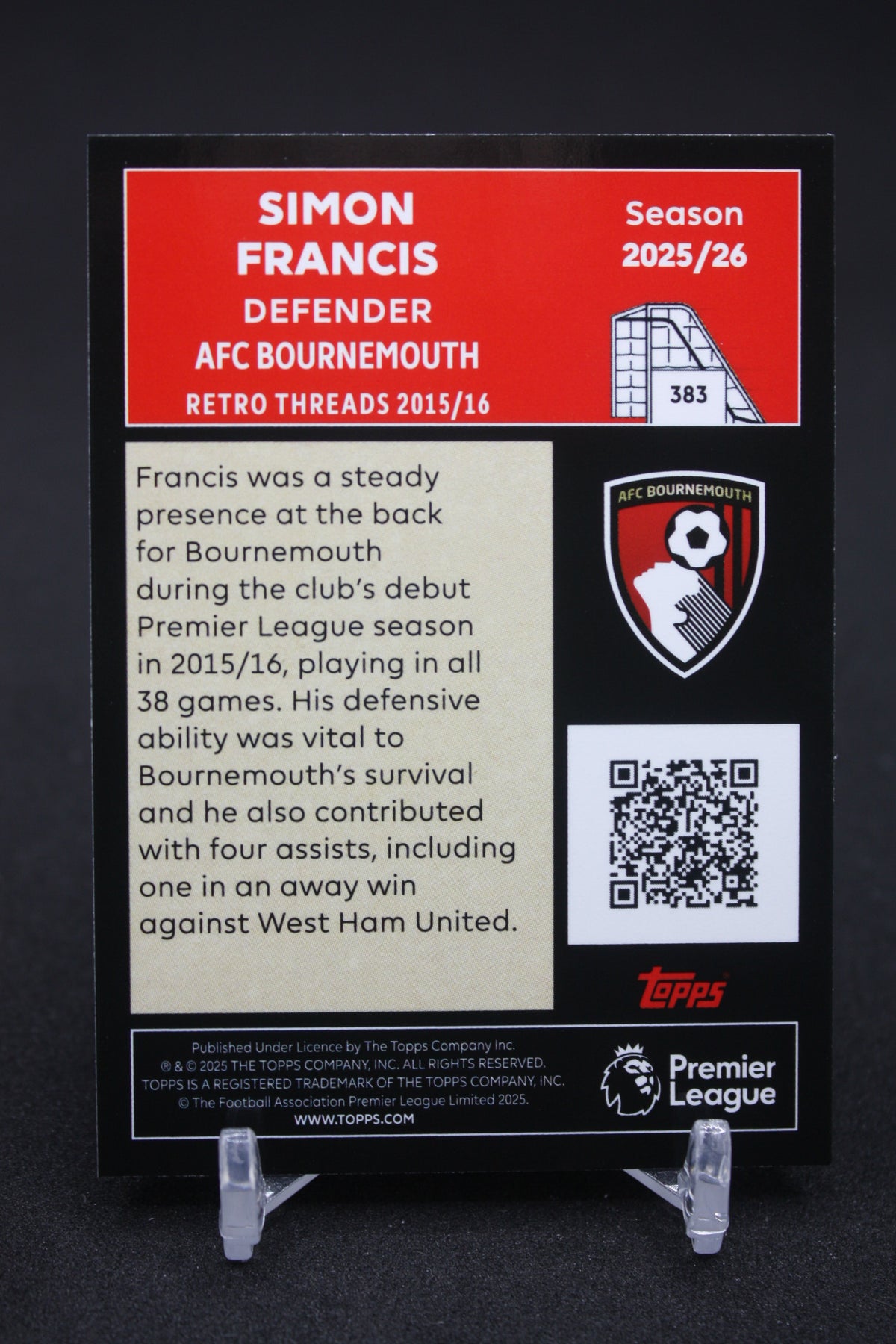 2025/26 Simon Francis AFC Bournemouth Retro Threads #383