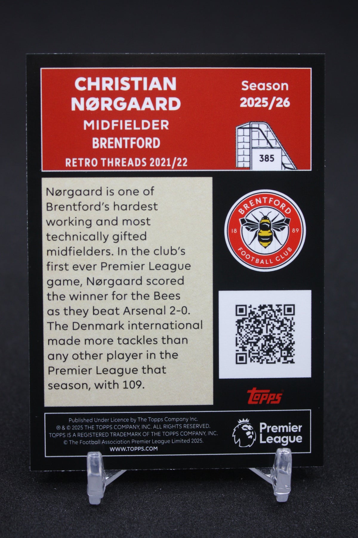 2025/26 Christian Nørgaard Brentford Retro Threads #385
