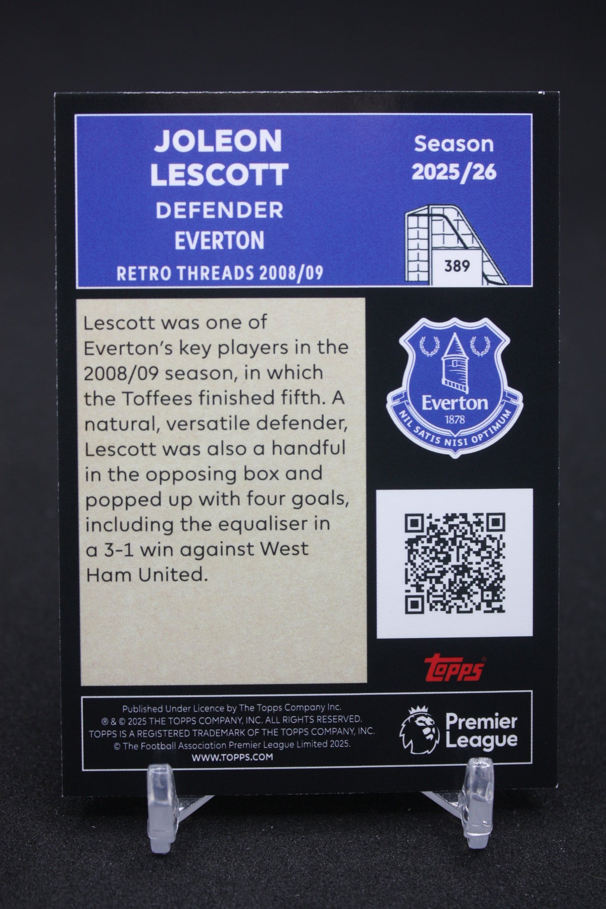 2025/26 Joleon Lescott Everton Retro Threads #389