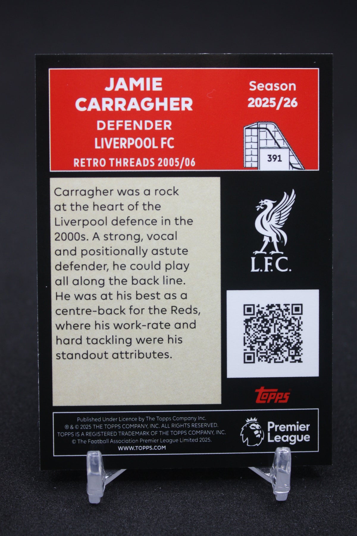 2025/26 Jamie Carragher Liverpool FC Retro Threads #391