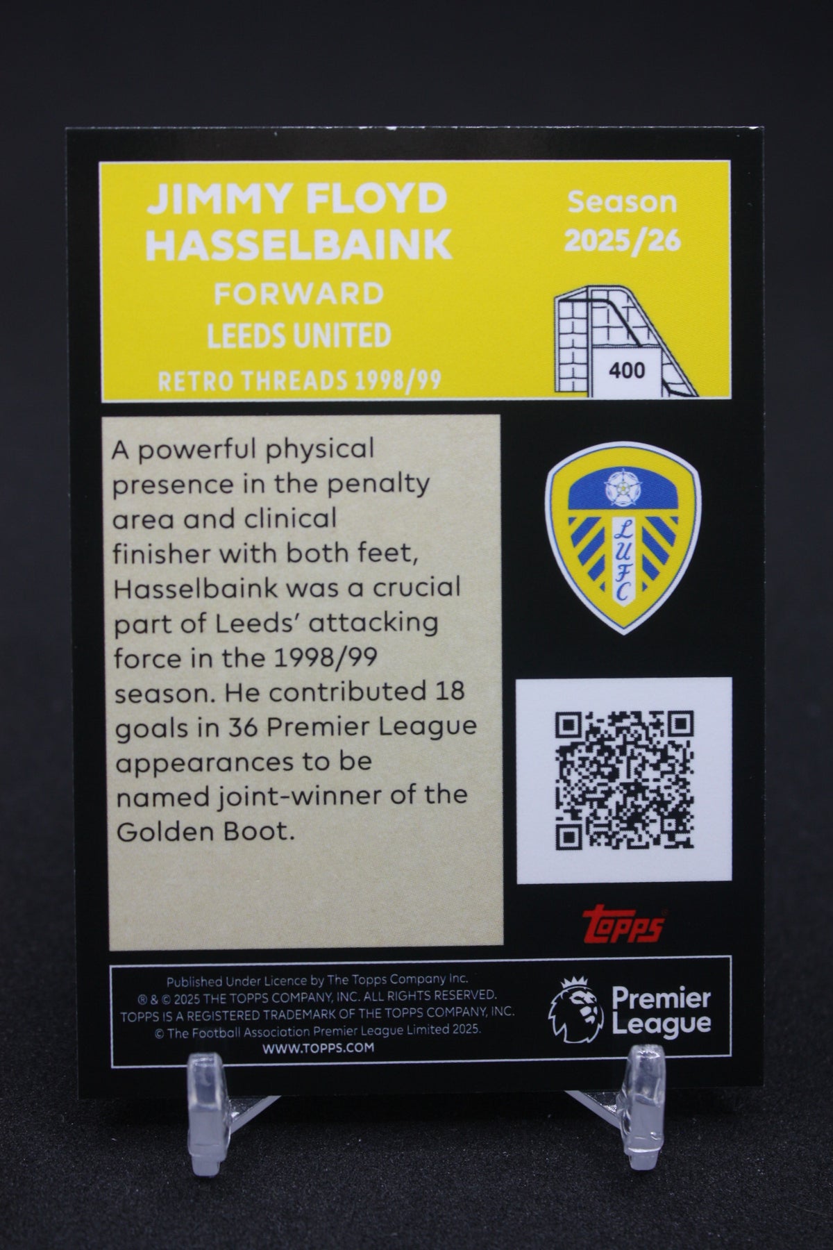 2025/26 Jimmy Floyd Hasselbaink Leeds United Retro Threads #400