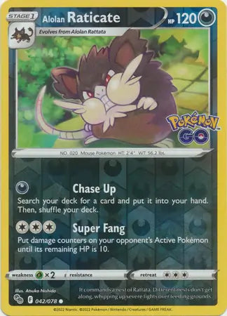 Alolan Raticate Reverse Holo (042/078) - Pokémon Go