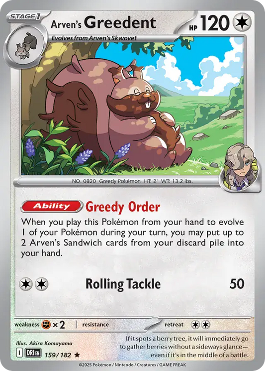 Arven's Greedent Holo (159/182) - Destined Rivals
