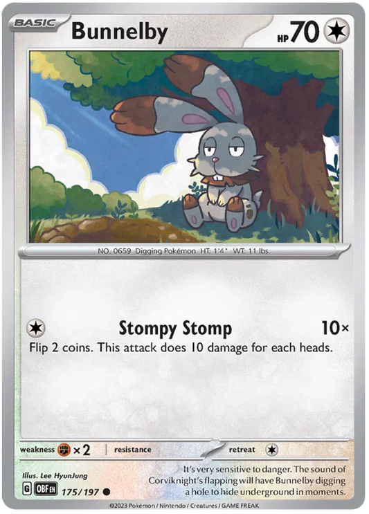 Bunnelby [Reverse Holo] (175/197) - Obsidian Flames
