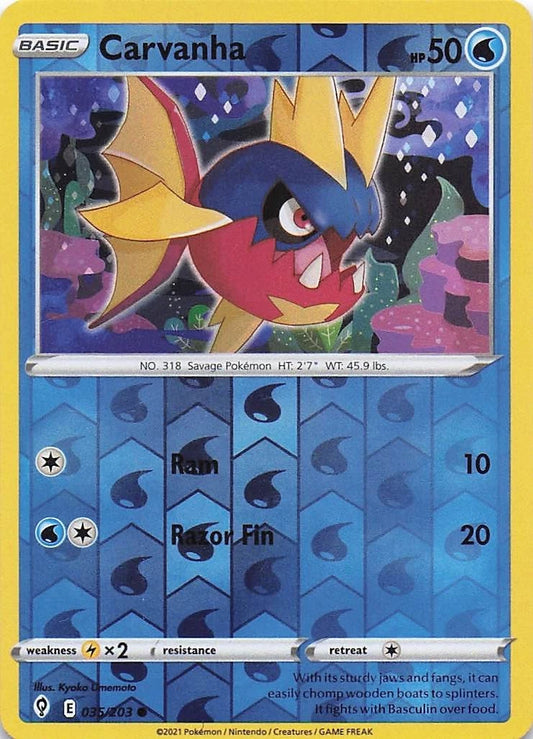 Carvanha Reverse Holo (035/203) - Evolving Skies
