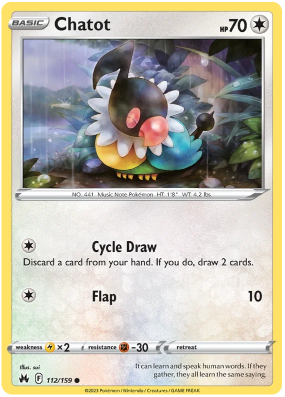 Chatot [Reverse Holo] (112/159) - Crown Zenith