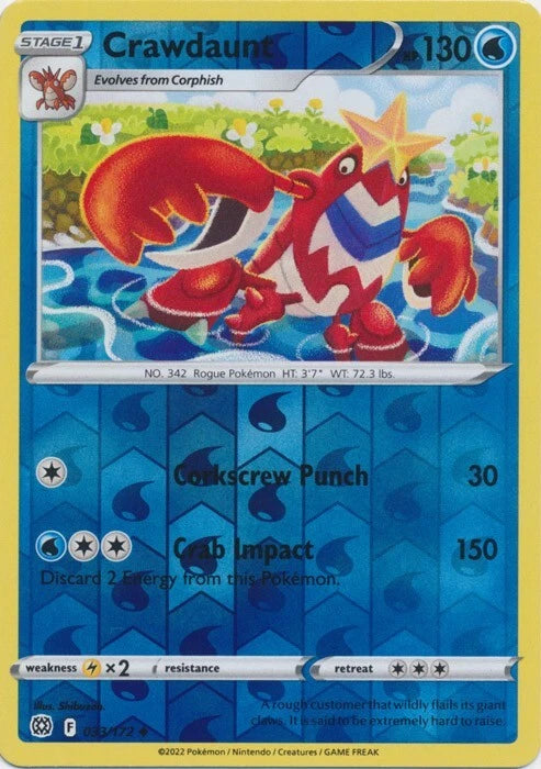 Crawdaunt Reverse Holo (033/172) - Brilliant Stars