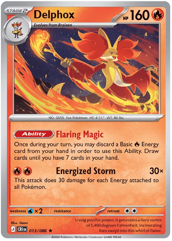 Delphox [Reverse Holo] (013/086) - Chaos Rising