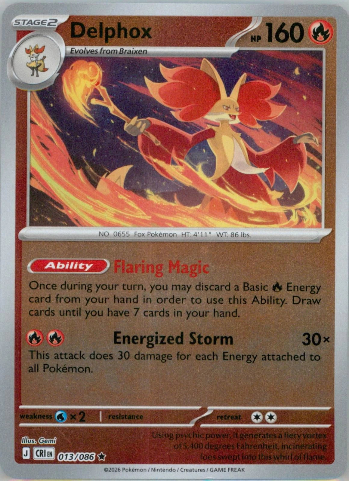Delphox Reverse Holo (013/086) - Chaos Rising