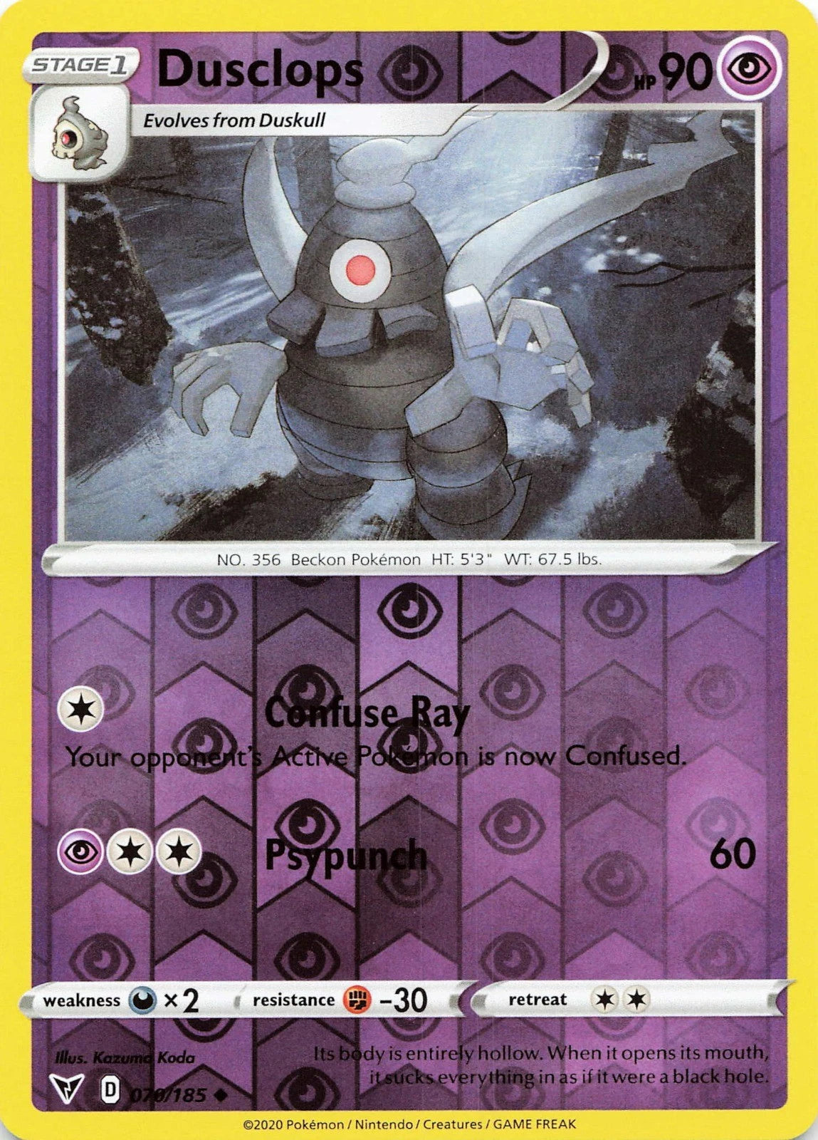 Dusclops Reverse Holo (070/185) - Vivid Voltage