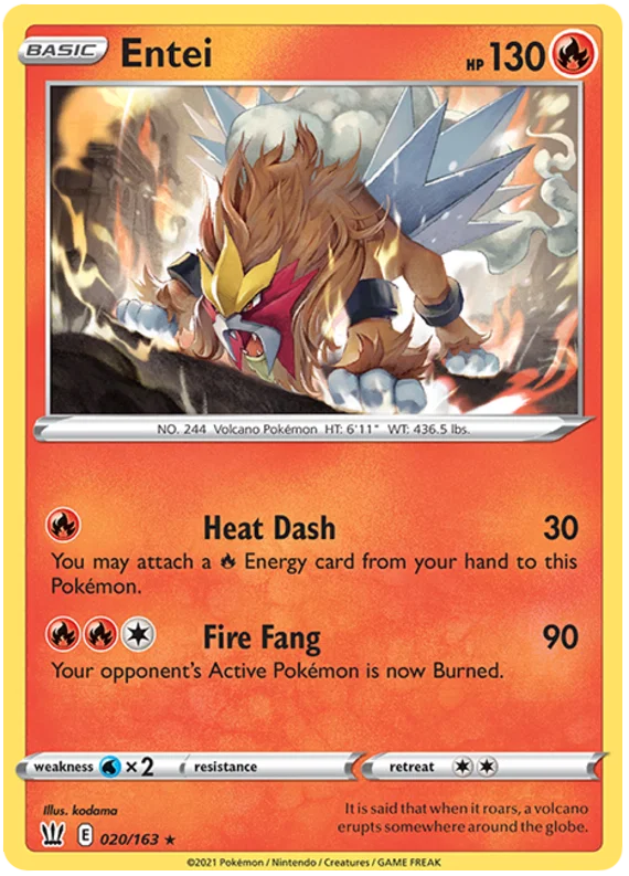 Entei [Reverse Holo] (020/163) - Battle Styles