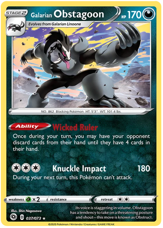 Galarian Obstagoon [Reverse Holo] (037/073) - Champion's Path