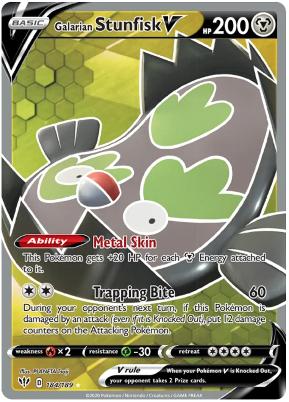 Galarian Stunfisk V (184/189) Ultra Rare - Darkness Ablaze