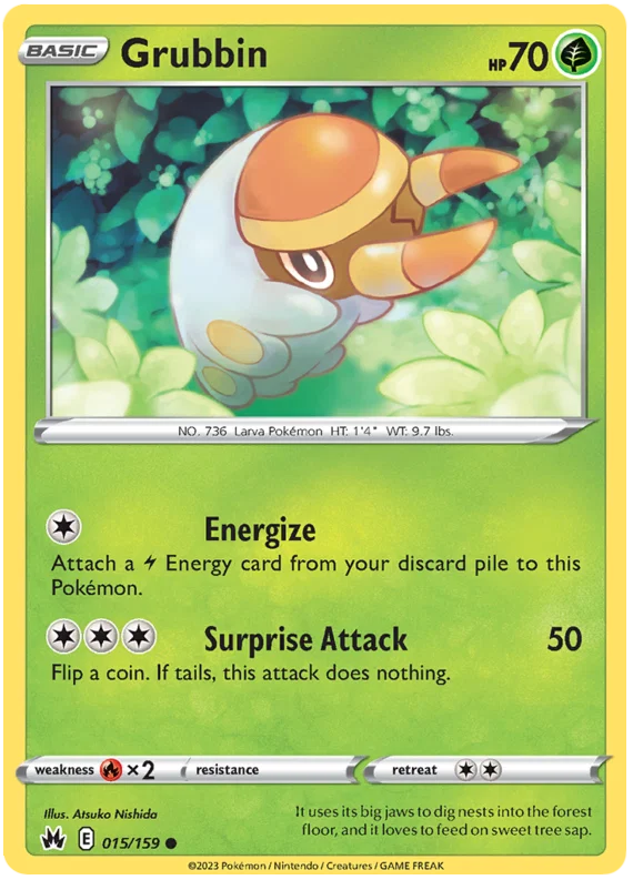 Grubbin [Reverse Holo] (015/159) - Crown Zenith