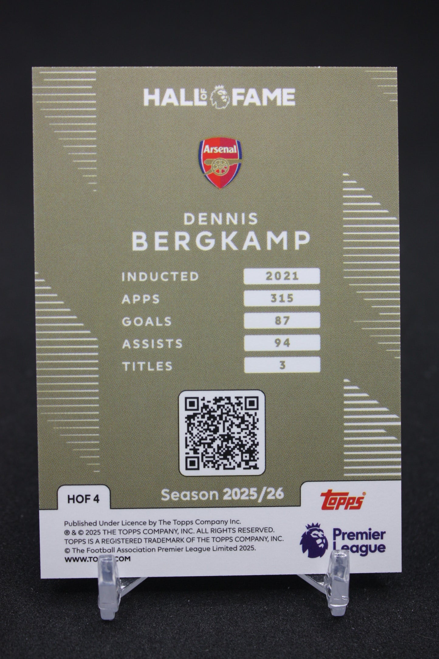 2025/26 Dennis Bergkamp Arsenal PL Hall Of Fame Champions #HOF4