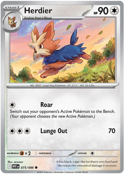 Herdier [Reverse Holo] (075/086) - White Flare