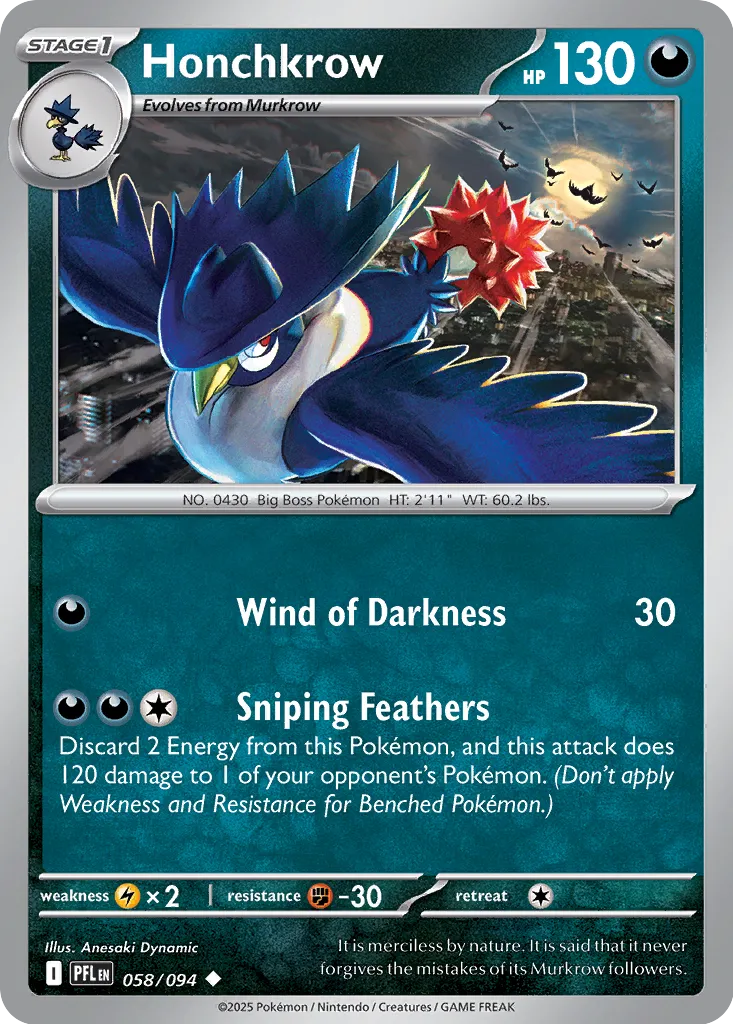 Honchkrow [Reverse Holo] (058/094) - Phantasmal Flames