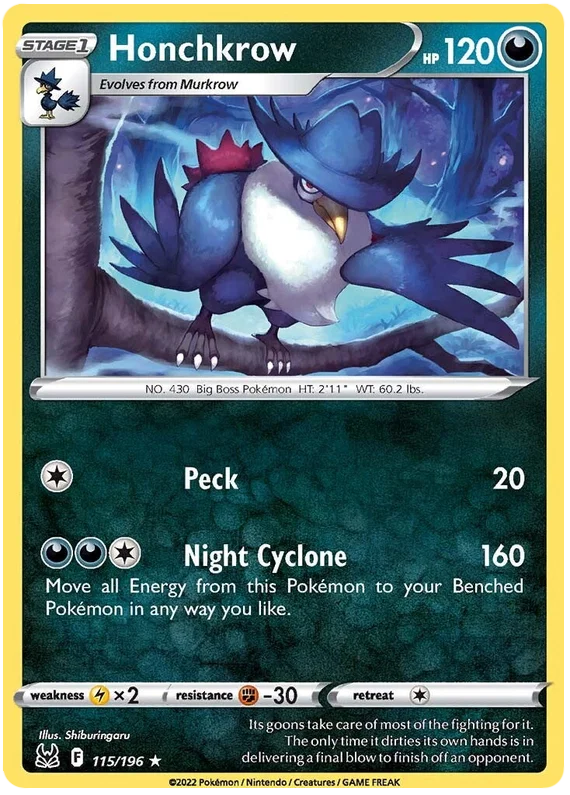 Honchkrow [Reverse Holo] (115/196) - Lost Origin